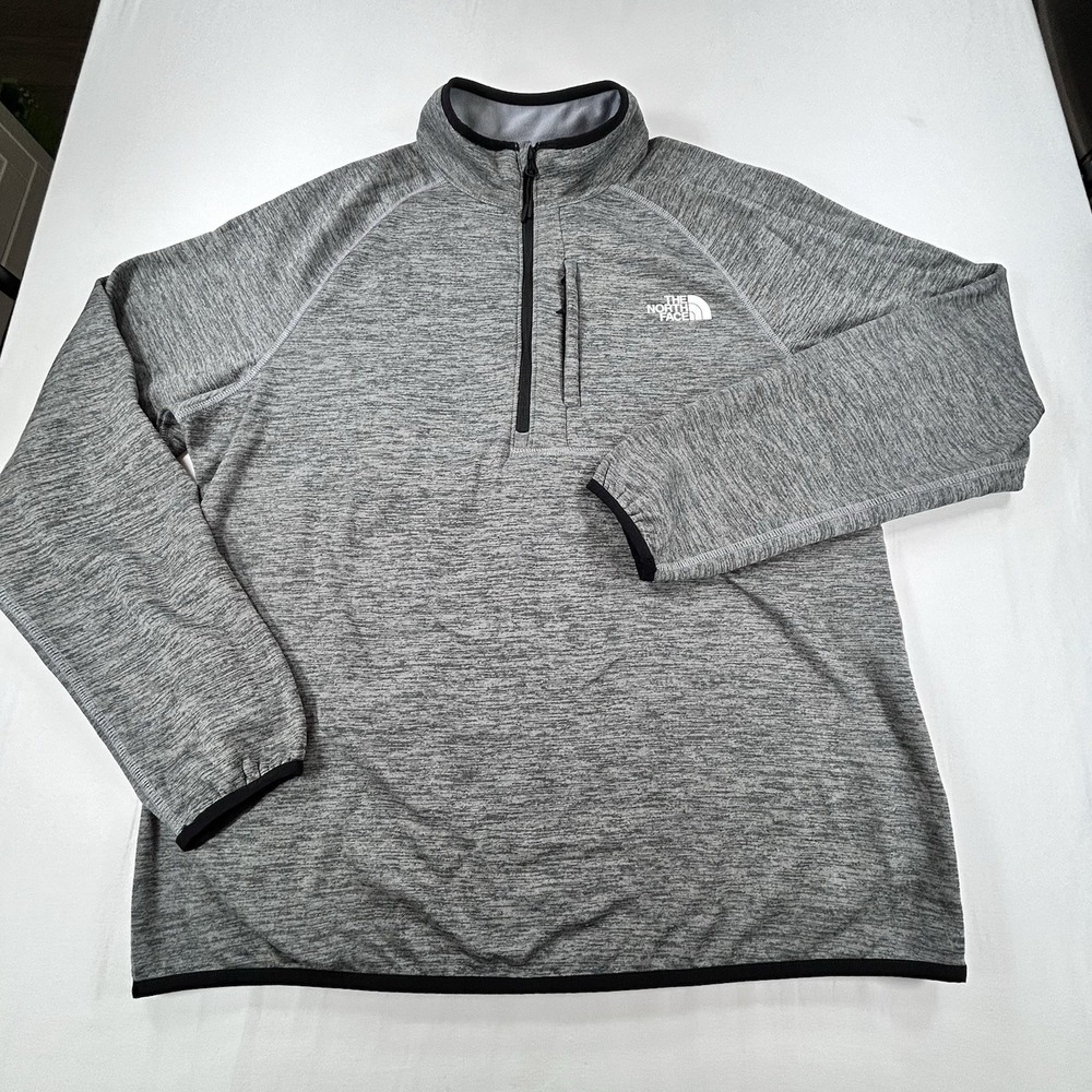 The North Face Pullover Men's L  1/4 Zip Gray - Fleece Lined Active Wear